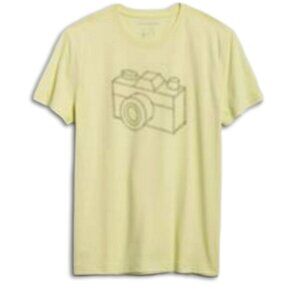 BANANA REPUBLIC Yellow Camera Graphic Short Sleeve Crewneck T-shirt Men's Sz XS